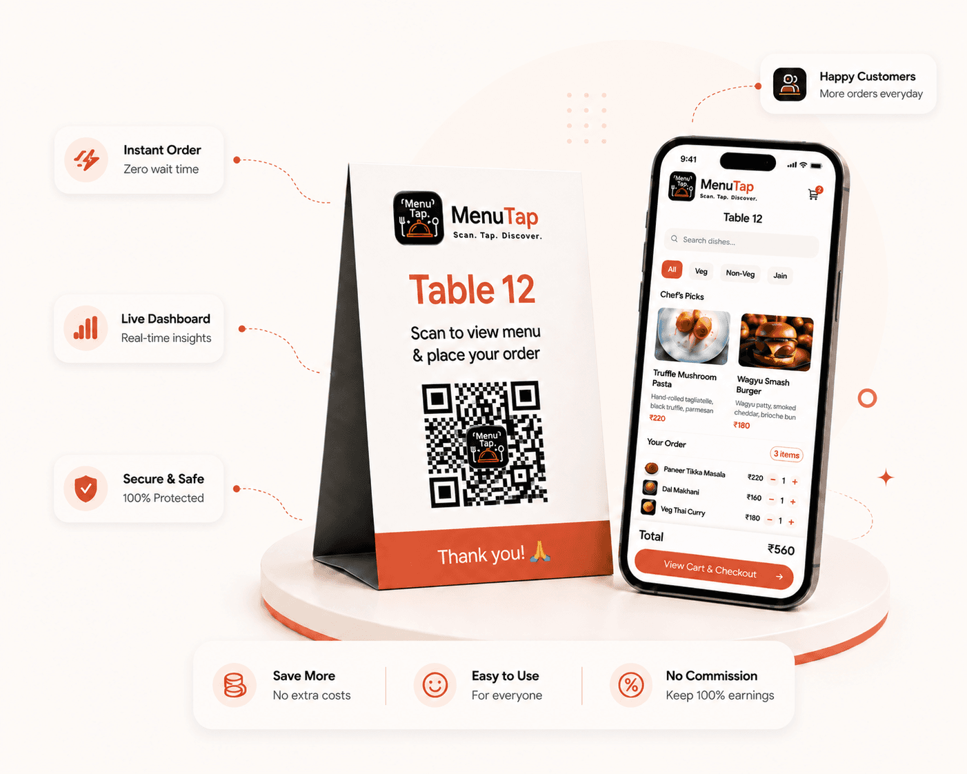 MenuTap restaurant mockup