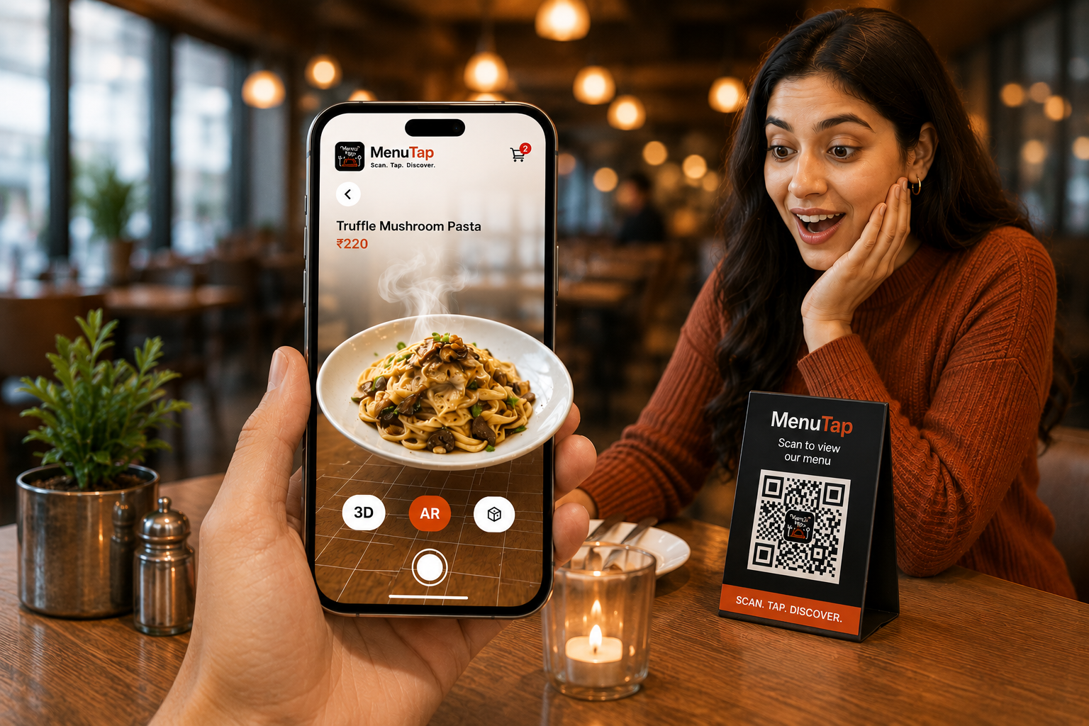 MenuTap 3D AR Menu preview demo mockup